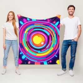 Neon Circle Vortex Muster Fleecedecke