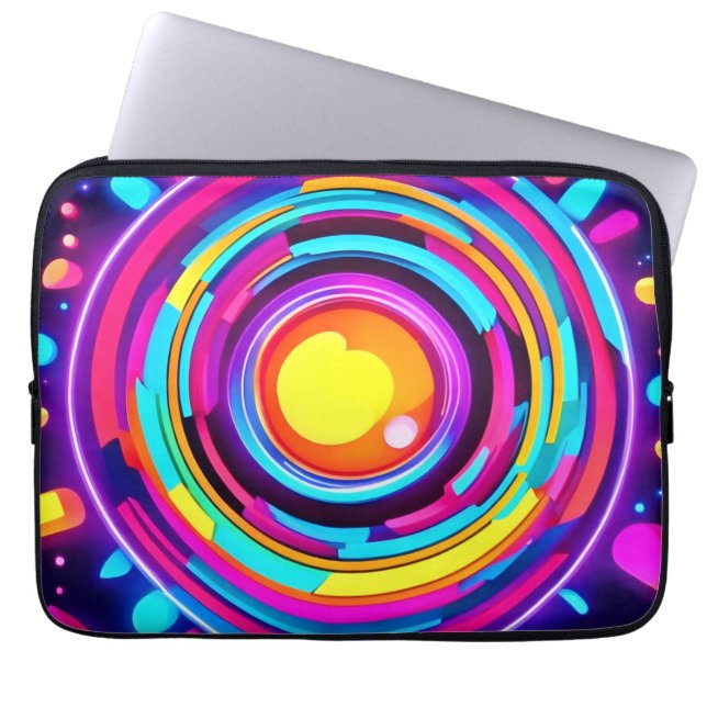Neon Circle Vortex Muster Laptopschutzhülle (Vorderseite)
