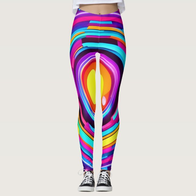 Neon Circle Vortex Muster Leggings (Vorderseite)