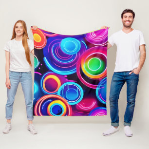 Neon Circles Abstrakt Art Fleecedecke