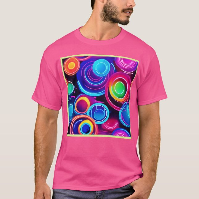 Neon Circles Abstrakt Art T-Shirt (Vorderseite)