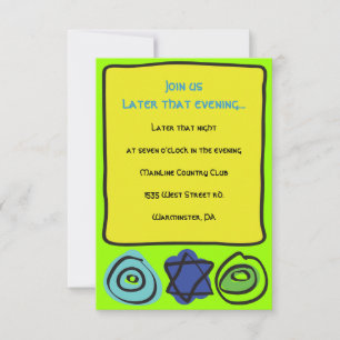NEON CIRCLES und SQUARE Bar Bat Mitzvah Party Card Einladung