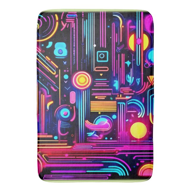 Neon Circuitys Dreams Badematte (Vorderseite Vertikal)