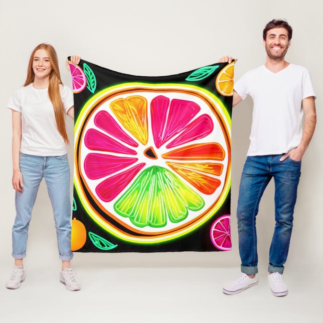 Neon Citrus Fruit Fiesta Fleecedecke (Beispiel)