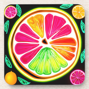 Neon Citrus Fruit Fiesta Getränkeuntersetzer