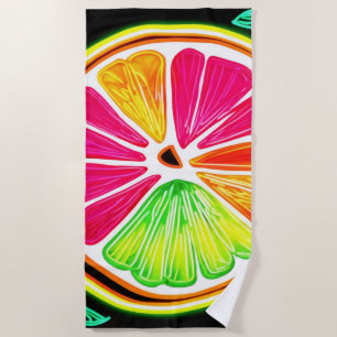 Neon Citrus Fruit Fiesta Strandtuch