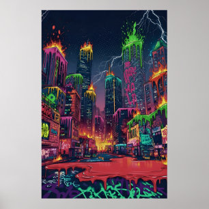 Neon City Art Poster