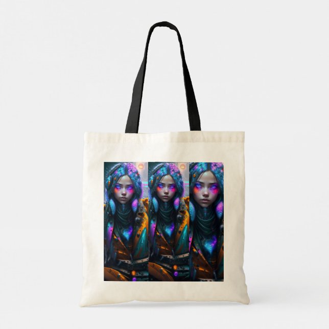 Neon City Girl Tote Bag Tragetasche (Rückseite)