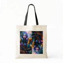 Neon City Girl Tote Bag