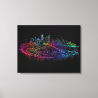 Neon City Skyline Leinwanddruck