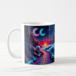 Neon City Skyline Pathway Coffee Cup Kaffeetasse