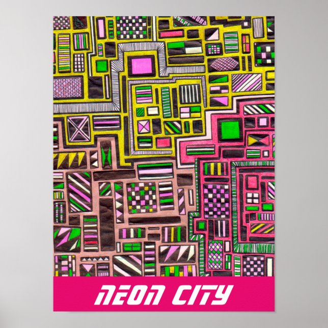 Neon City Slogan futuristische Pop Art Poster (Vorne)