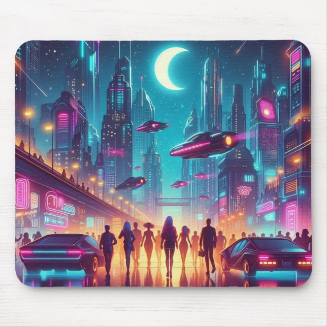 Neon Cityscape Mousepad (Vorne)