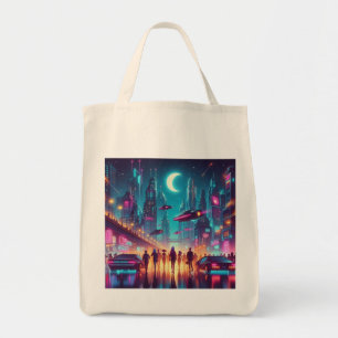 Neon Cityscape Tragetasche