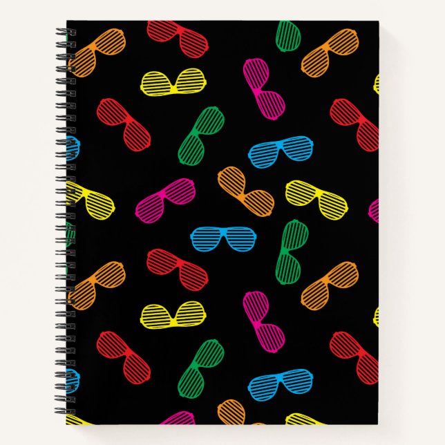 Neon Classic Sonnenbrillen Muster Notizbuch (Vorderseite)
