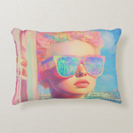 Neon Coastal Beauty mit Sonnenbrille Dekokissen