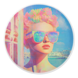 Neon Coastal Beauty mit Sonnenbrille Keramikknauf