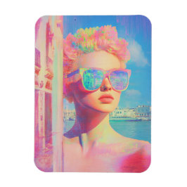 Neon Coastal Beauty mit Sonnenbrille Magnet