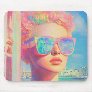 Neon Coastal Beauty mit Sonnenbrille Mousepad
