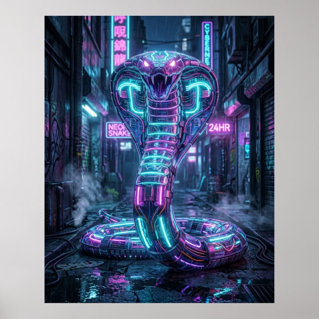 Neon Cobra Cyber Gasse Poster (Vorne)