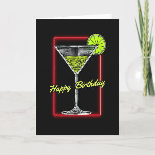 Neon-Cocktail-Geburtstagskarte Karte