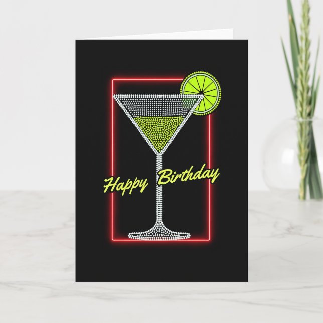 Neon-Cocktail-Geburtstagskarte Karte (Vorderseite)
