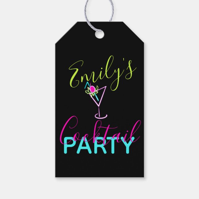 Neon Cocktail Modernes Party Geschenkanhänger (Vorderseite)