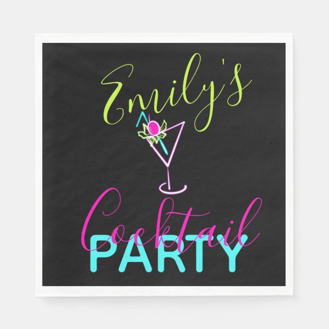 Neon Cocktail Modernes Party Serviette (Vorderseite)