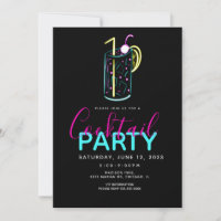 Neon Cocktail Mojito Party Einladung