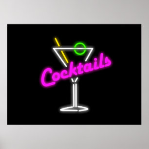 Neon Cocktail-Zeichen Poster