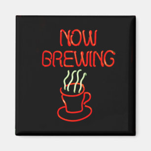 Neon Coffee Brewing Sign Magnet