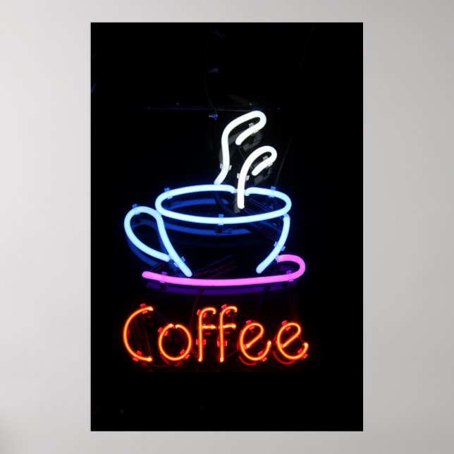 Neon Coffee Sign auf Black Poster (Vorne)