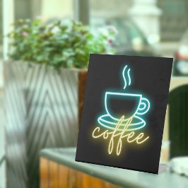 Neon Coffee Symbol & Text Sockelschild
