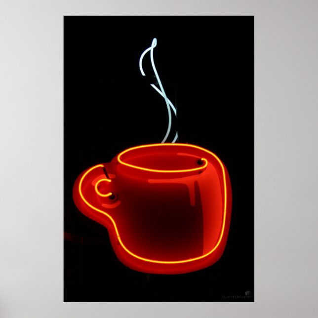 Neon Coffee Tasse Print Poster (Vorne)