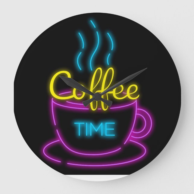 NEON COFFEE WALL CLOCK GROßE WANDUHR (Vorderseite)