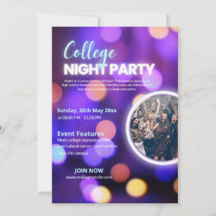 Neon-College-Night-Party-Einladung, Einladung