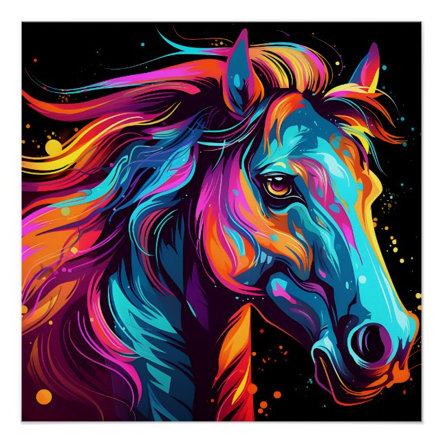 Neon Color Horse Theme Poster (Vorderseite)