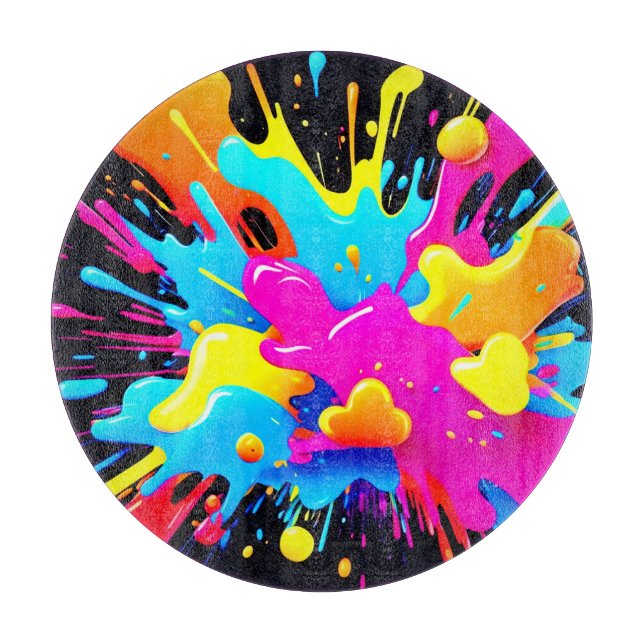Neon Color Splash Art Schneidebrett (Vorderseite)