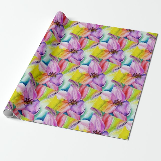 Neon Colored Lily Blume Geschenkpapier (Ungerollt)