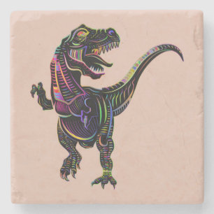 Neon Colored Tyrannosaurus Rex Dinosaurier Steinuntersetzer