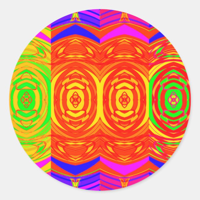 Neon Colors Abstract Pattern Runder Aufkleber (Vorderseite)