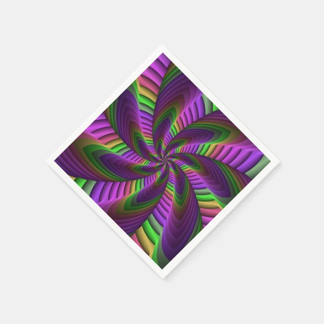 Neon Colors Flash Crazy Fraktal Muster Serviette (Ecke)