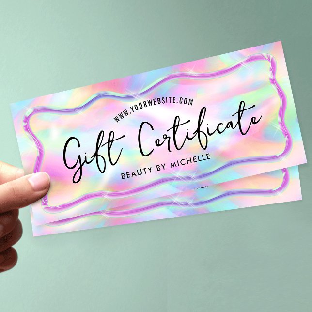 Neon Colors Holographic Wellness-Center Salon Gift (Girly neon holographi effect gift certificate)