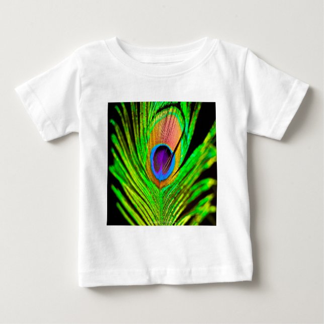Neon Colors Peacock Feather Baby T-shirt (Vorderseite)