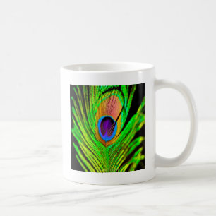 Neon Colors Peacock Feather Kaffeetasse