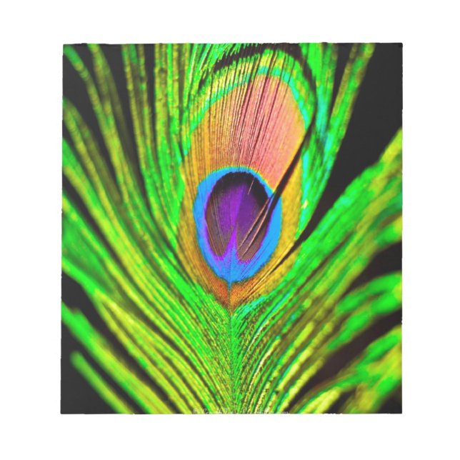 Neon Colors Peacock Feather Notizblock (Vorderseite)