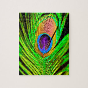 Neon Colors Peacock Feather Puzzle