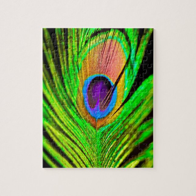 Neon Colors Peacock Feather Puzzle (Vertikal)