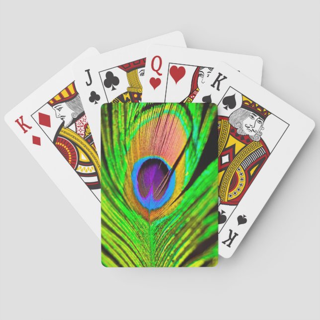 Neon Colors Peacock Feather Spielkarten (Rückseite)