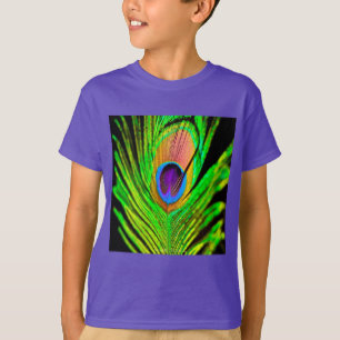 Neon Colors Peacock Feather T-Shirt